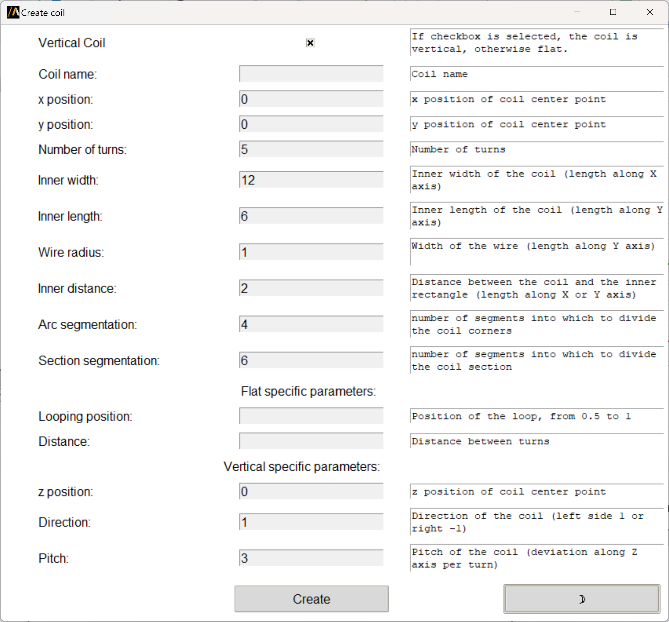 Create coil UI